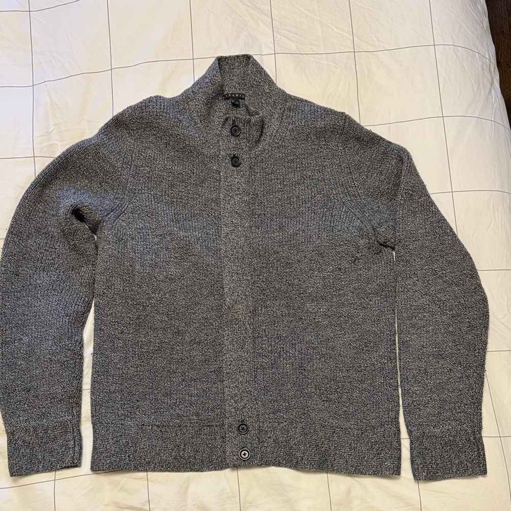 Theory Gray Men's 100% Wool Cardigan Zip Sweater